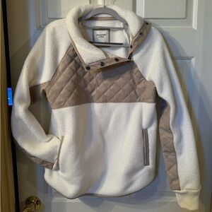 Abercrombie & Fitch Sherpa Fleece Jacket/Pullover - Quilted Snap Neck - Size XS